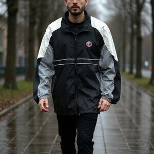 SF 49ers Logo‎ Mens 2XL Track Jacket  Black Grey White Zip Up Windbreaker